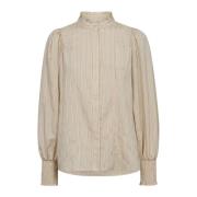 Co'Couture Randig Skjortblus med Smock Manschetter Beige, Dam