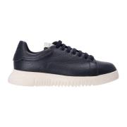 Emporio Armani Hamrad läder herrsneakers Blue, Herr