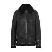 Gucci Lyxig Svart Shearlingkappa Aw24 Black, Dam