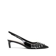 Gucci Kristalldekorerade Slingback Kattungeklackar Black, Dam