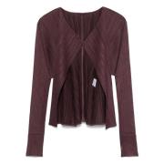 Issey Miyake Stiligt Stickad Cardigan Tröja Brown, Dam