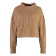 Max Mara Mock Turtleneck Ull Cashmere Tröja Brown, Dam