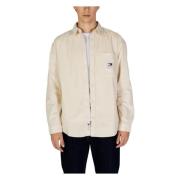 Tommy Jeans Chunky Ekologisk Bomull Herrskjorta Beige, Herr