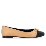 Tory Burch Svart och Beige Läder Ballerina Beige, Dam