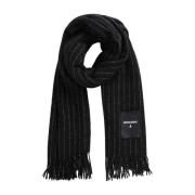 Patrizia Pepe Randig Ullblandad Scarf Black, Dam