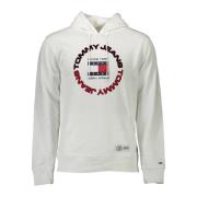 Tommy Hilfiger Hoodie Vit Broderad Print Logo White, Herr