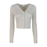 P.a.r.o.s.h. Slim Fit Cropped Cardigan med Lurex Beige, Dam