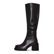 Cesare Gaspari Knee High Boots med blockklack - Svart Black, Dam