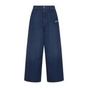 Off White Script Wide Jeans Medium Blue Blue, Herr