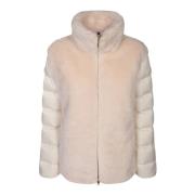 Moncler Vit syntetisk päls dunjacka White, Dam