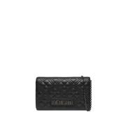 Moschino Svart axelväska med gyllene detaljer Black, Dam