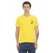 Trussardi V-ringad T-shirt med brösttryck Yellow, Herr