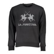 La Martina Svart Långärmad Sweatshirt Broderad Logotyp Black, Herr