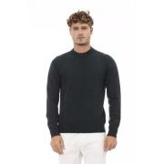 Alpha Studio Grön Ull Crewneck Sweater Green, Herr