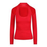 Coperni Räfflad Viskos Cut-Out Top Red, Dam