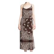 The Attico Bandana Print Midi Klänning Brown, Dam