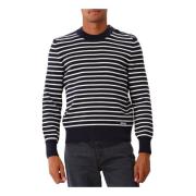 Ami Paris Randig Crew Neck Sweater Black, Herr