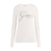 Guess Elegant Crewneck Sweater Cream White White, Dam