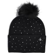 Guess Svart Stickad Beanie med Silverstenar Black, Dam