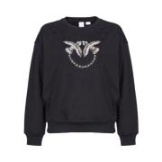 Pinko Fåglar Logga Sweatshirt Höj Stil Avslappnad Black, Dam