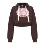 Pinko Casino Print Hoodie - Kort Stil Brown, Dam