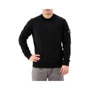 Stone Island Svart Rund Hals Tröja Black, Herr