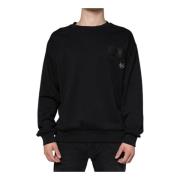 Dolce & Gabbana Svart Bomull Logo Sweatshirt Black, Herr