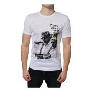 Dolce & Gabbana Grafiskt Tryck Bomull T-shirt Rund Hals White, Herr