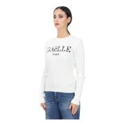 Gaëlle Paris Vit Crewneck Tröja Casual Höst Vinter Beige, Dam