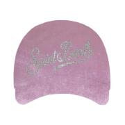 MC2 Saint Barth Sammet Baseballkeps med Strass Skrift Pink, Dam