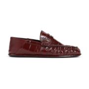 Saint Laurent Röda läderloafers för kvinnor Brown, Dam