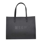 Msgm Svart Shopper Väska med Logotyp Black, Dam