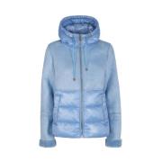 YES ZEE Faux Fur Quilted Hooded Jacket Blue, Dam