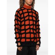 Comme des Garçons Svart Stickad Cut-Out Sweater Red, Herr