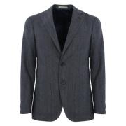 Corneliani Blå Ull Herringbone Denim Jacka Blue, Herr