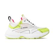 Moschino Vit/Gul Sporty Mix Sneakers Multicolor, Dam