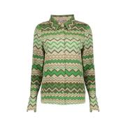 Geisha Zigzag Print Blus med Guld Lurex Multicolor, Dam