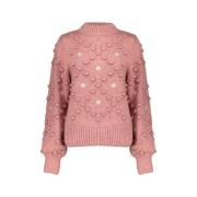 Geisha Stickad Pullover med prickar och blommor Pink, Dam