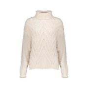 Geisha Stickad Kabel Krage Pullover Tröja White, Dam