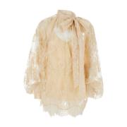 Zimmermann Beige Blus med Slips och Spets Beige, Dam