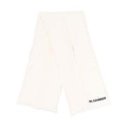 Jil Sander Vit Scarf Vadderad Logotyp Patch Design White, Dam