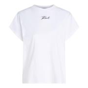 Karl Lagerfeld Ekologisk bomull T-shirt med logobroderi White, Dam