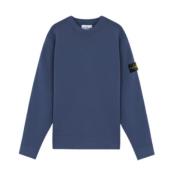 Stone Island Stretch ull rund hals sweatshirt Blue, Herr