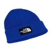 The North Face Blå Stickad Mössa med Logopatch Blue, Herr