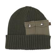 Alpha Industries Mörk Oliv Utility Beanie med Ribbstickad Mudd Green, ...