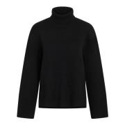 Heartmade Svart Kamo Stickad Turtleneck Blus Black, Dam