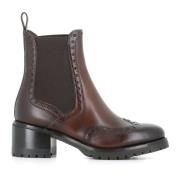 Santoni Bruna Platta Brogue Chelsea Skor Brown, Dam