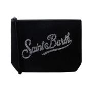 Saint Barth Sammet Clutch med Dragkedja Black, Dam