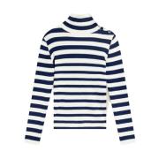 Semicouture Randig hög hals jersey topp Blue, Dam