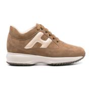 Hogan Bruna lädersneakers Chunky gummisula Brown, Dam